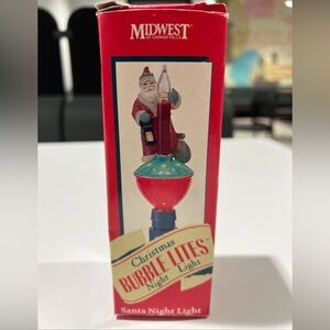 VTG Christmas Bubble Lites Santa Night Light RARE  8” NEW OPEN BOX